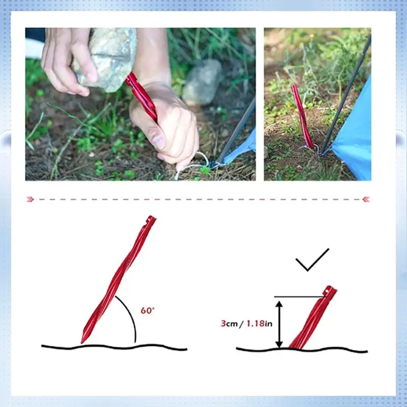 

ABMW-25Cm Outdoor Tent Pegs Ground Nails With Storage Bag Windproof Nails Camping Accessories Tent Fastening Red