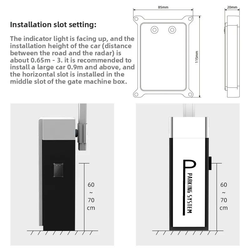 Barrier Anti-smashing Radar Ground Sense License Plate Recognition Barrier Millimeter Wave 79G Radar Ground Sense Detector