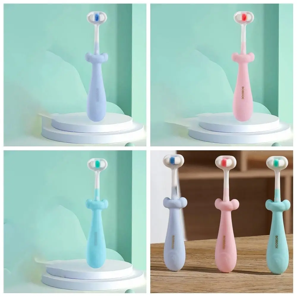 Brosse à Dents Stéréo 3D, Livres Profonds Résistants à 360, Trois Faces, Document Bonbons, Soins Buccaux Ronds pour Enfants