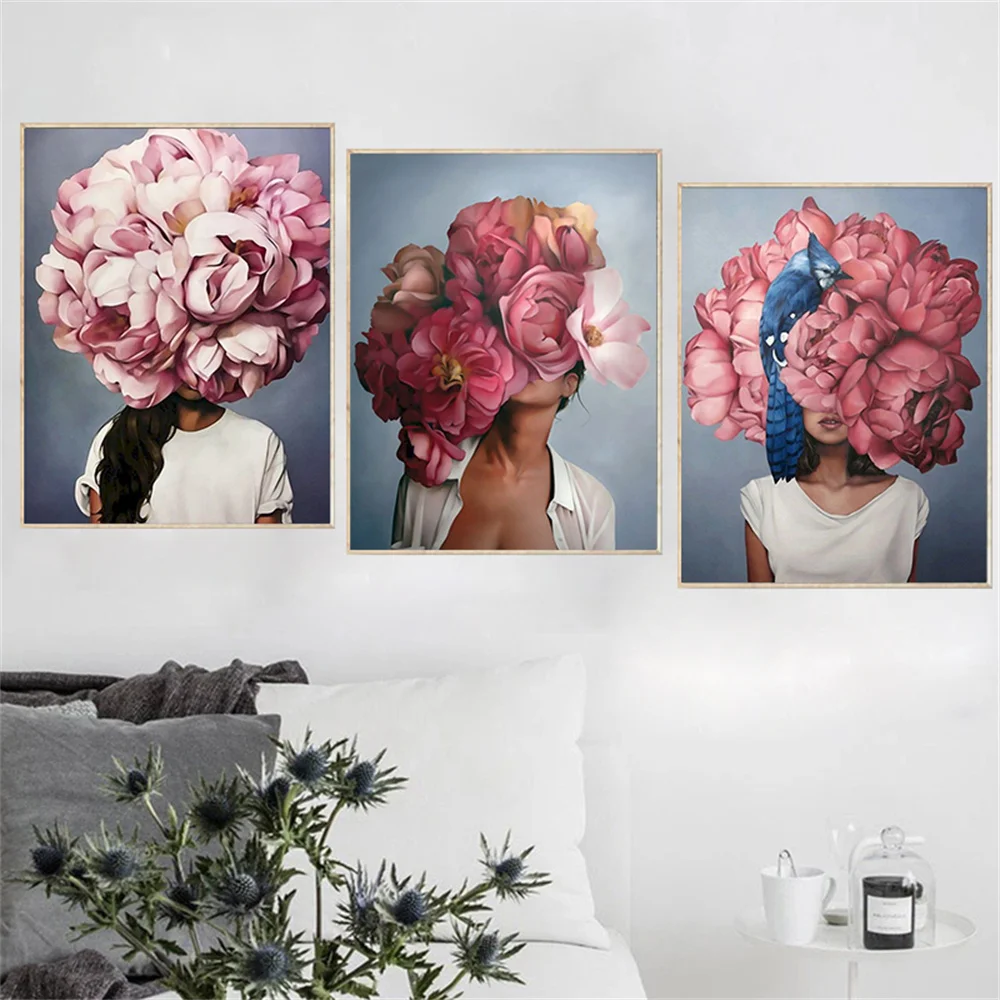 DIY 5D Diamond Painting 3Pcs Flower Hair Style Full Drill Square Embroidery Mosaic Art Picture Of Rhinestones Home Decor Gifts