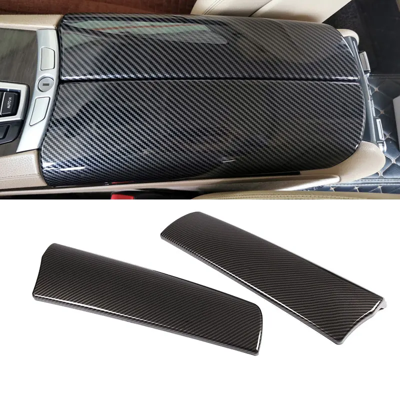 Car Carbon Fiber Texture Center Console Armrest Box Protection Cover For BMW 7 Series F01 F02 2009 2010 2011 2012 2013 2014 2015