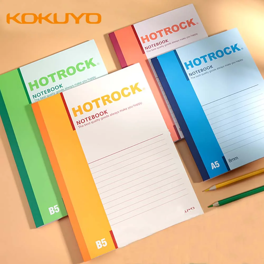 4 Japanese KOKUYO A5 Hotrock Notebooks Wirelessly Bound WCN-N1050 Student Workbook Thickened Horizontal Line Inner Page Students