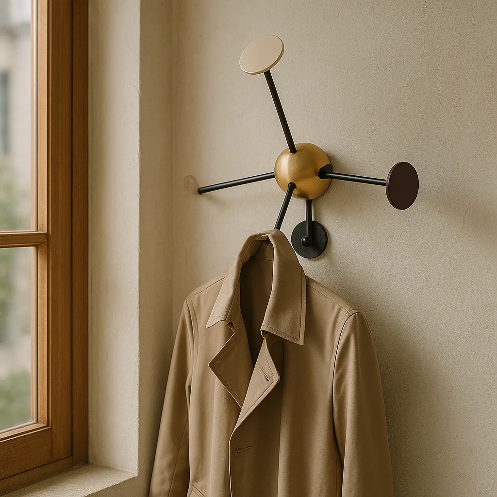 

Tri-Hook Wall Mounted Coat Rack - No Drill Entryway Organizer with Heavy Duty Hooks for Jackets/Hats & Nordic Style hanger