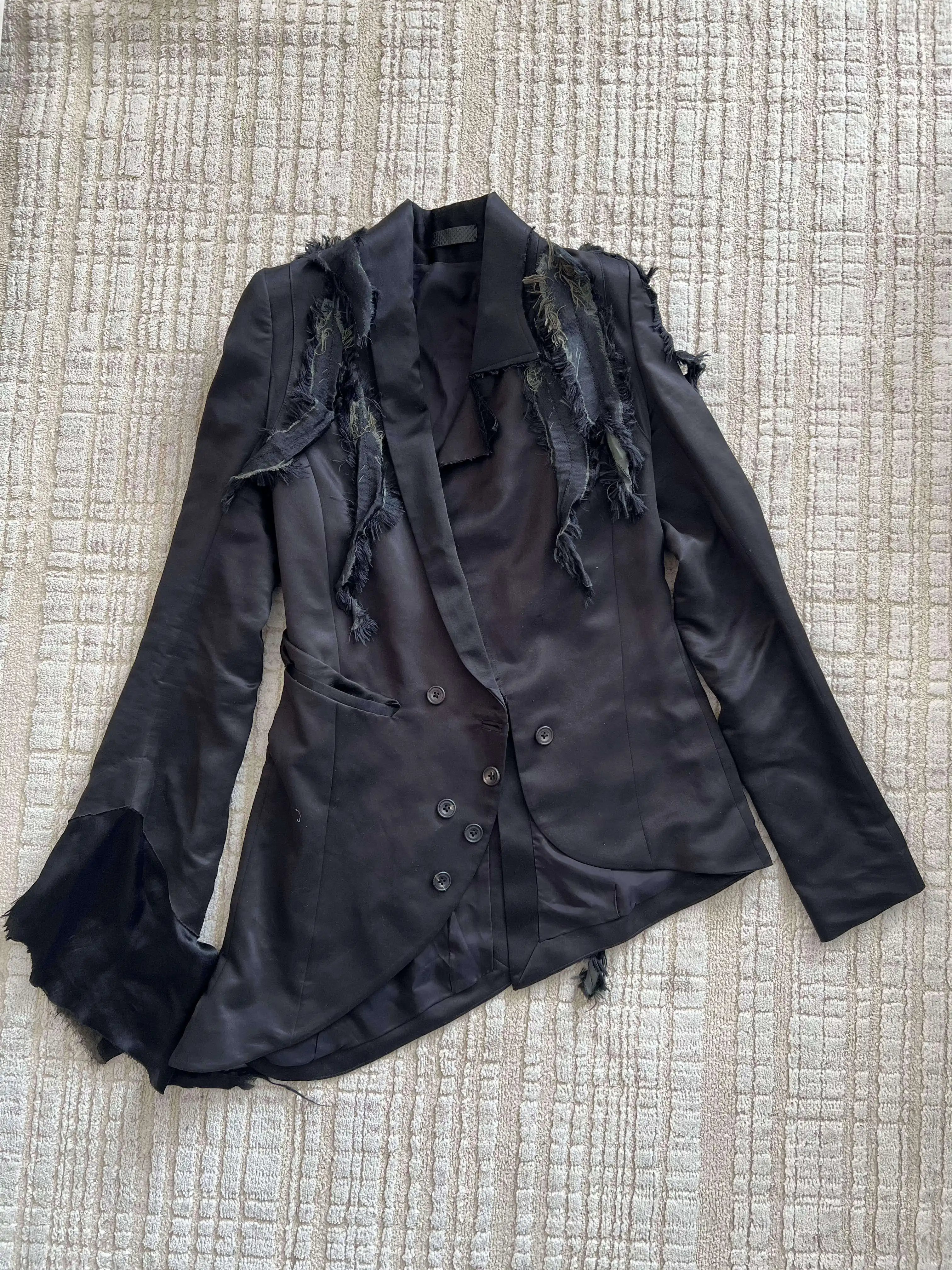 BLACK JOKER if6was9 Vitage Visual Dark Feather Embroidered Patchwork Tailored Suit Jacket