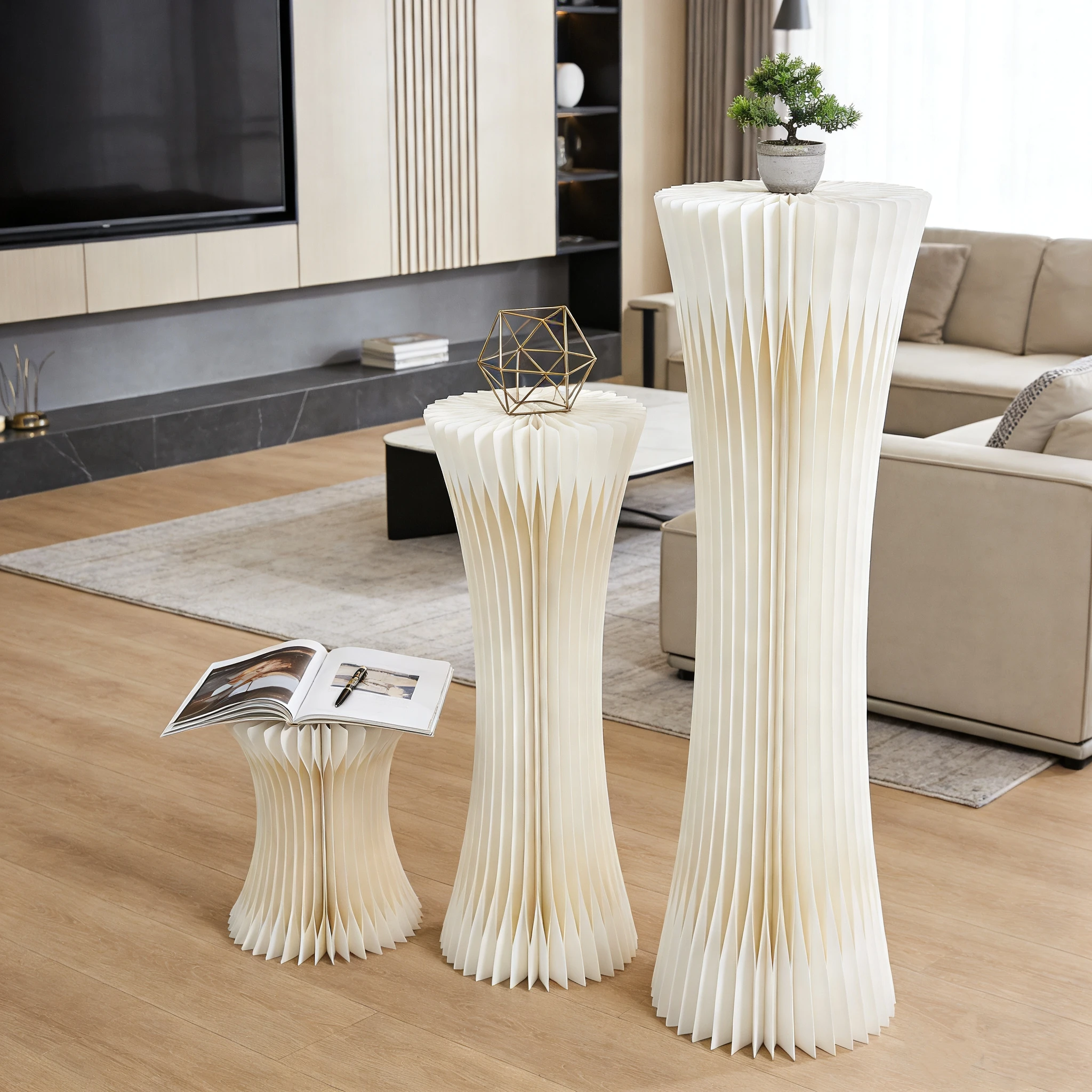 Paper Small Waist Wedding Display Stand Non-standard Cylindrical Art Deco Design For Store & Home Window Decoration