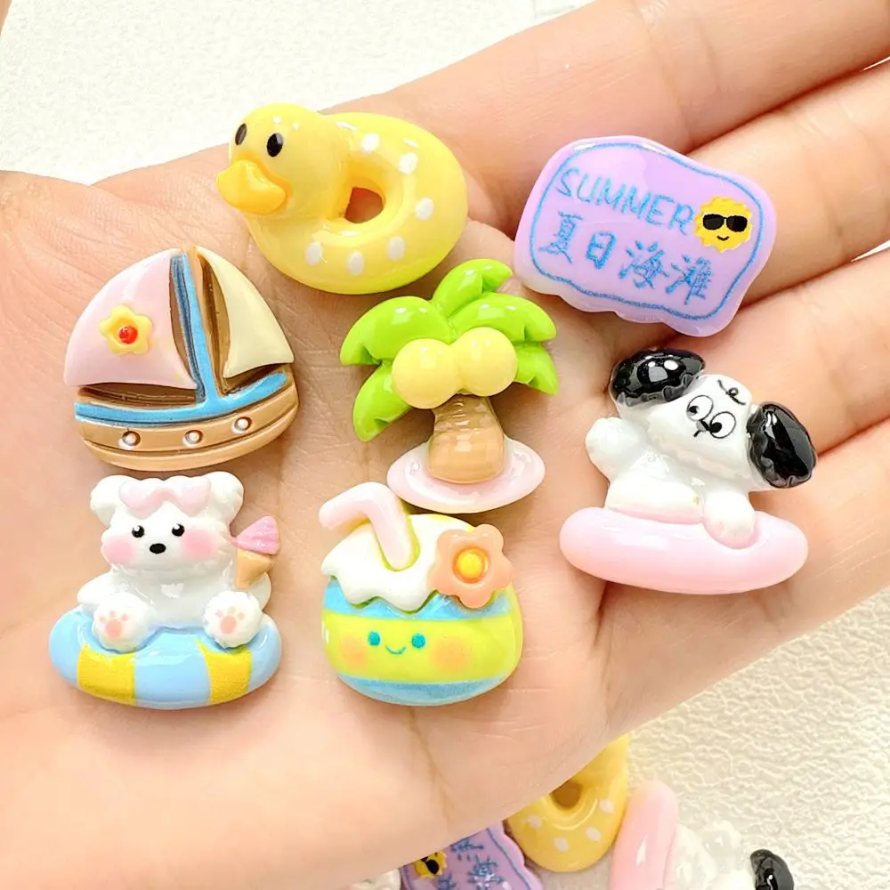 Kawaii Summer Beach Series Resin Flatback Flat Back Ornament Jewelry Making Fridge Magnet Hairwear Phone Case Decor Accessories