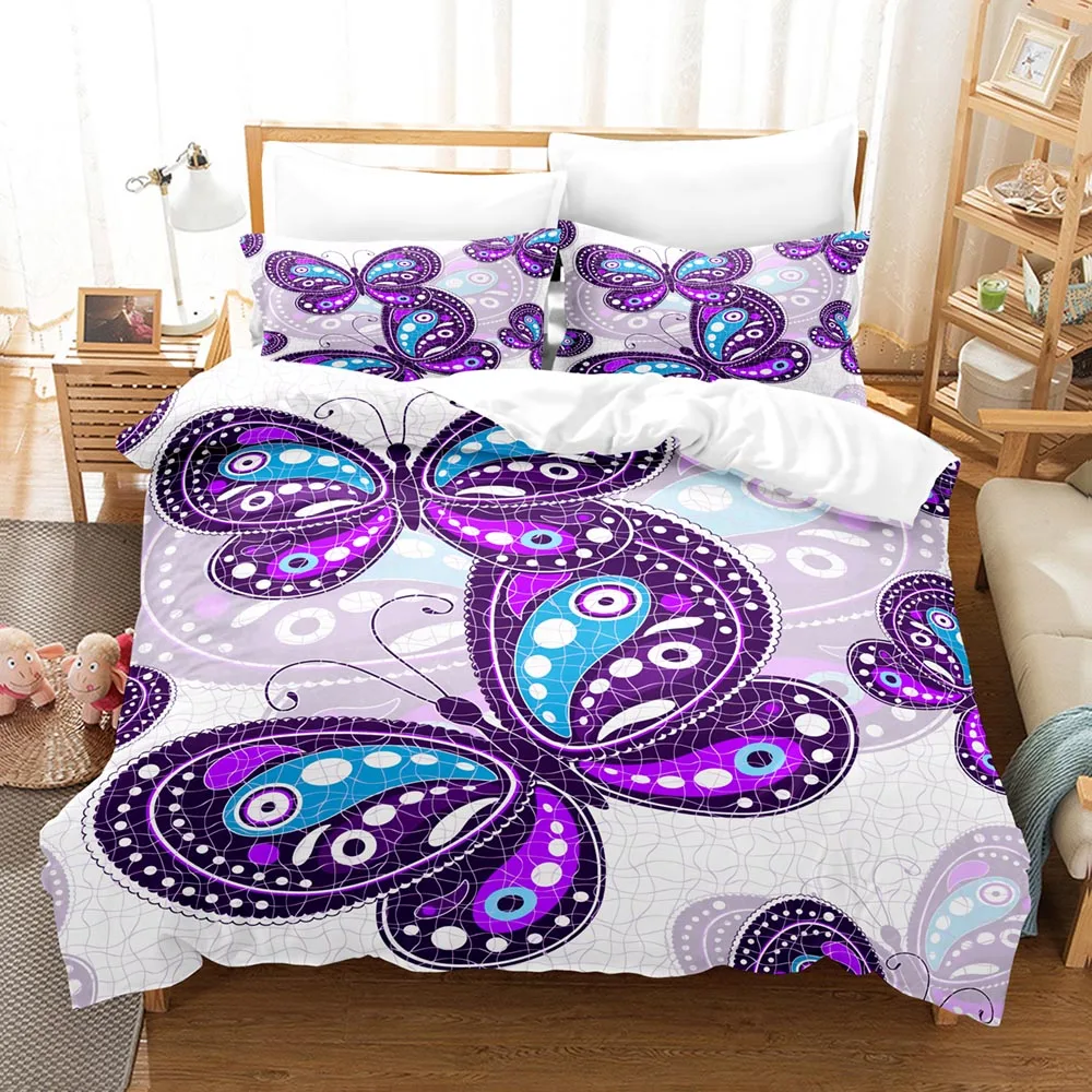 Butterfly Bedding Set Single Twin Full Queen King Size Mountain Elf Bed Set Aldult Kid Bedroom Duvetcover Sets 3D Pr 2025