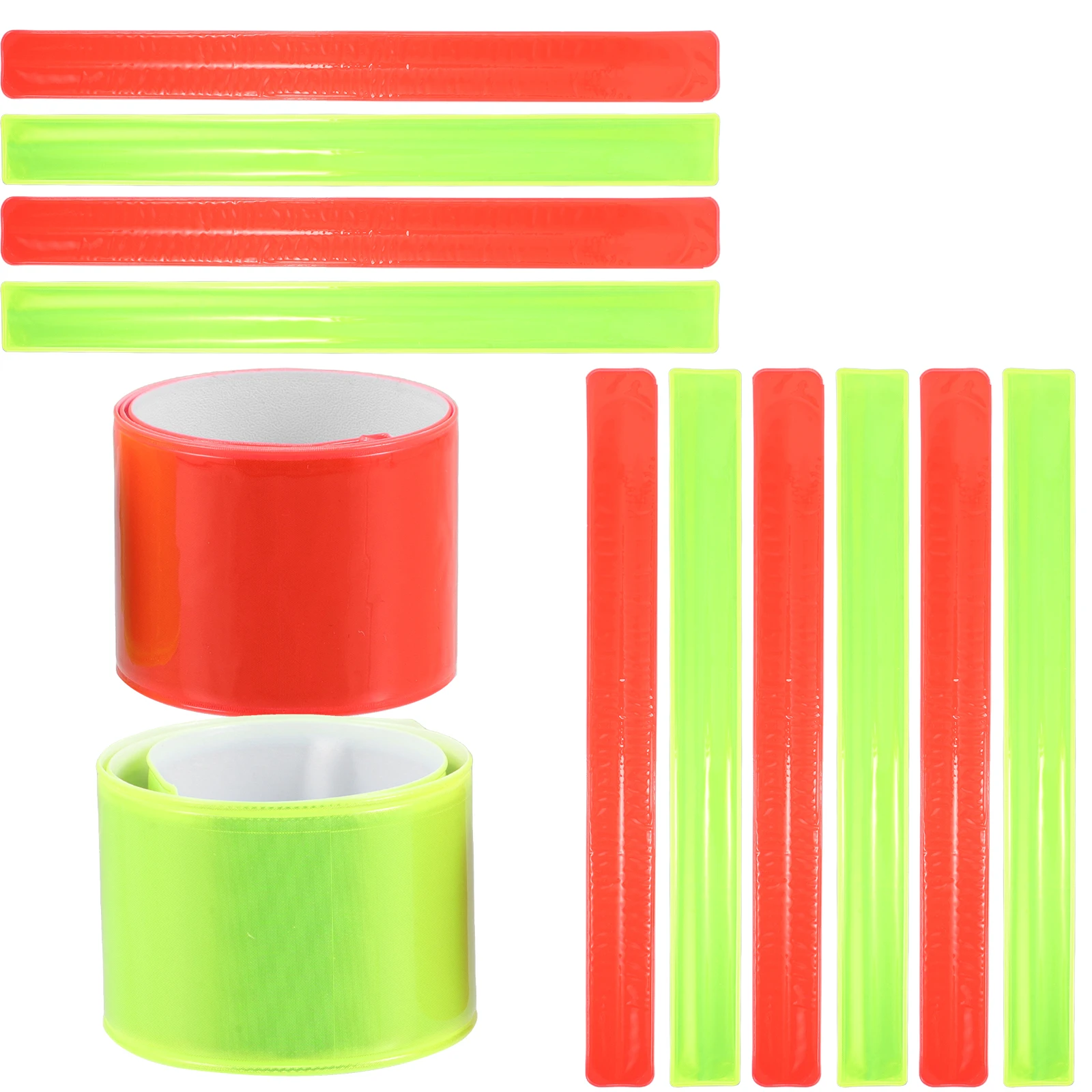

12pcs Reflective Slap Bracelets High Visibility Safety Wristbands Adjustable Self-Wrapping Bands For Night Running Cycling