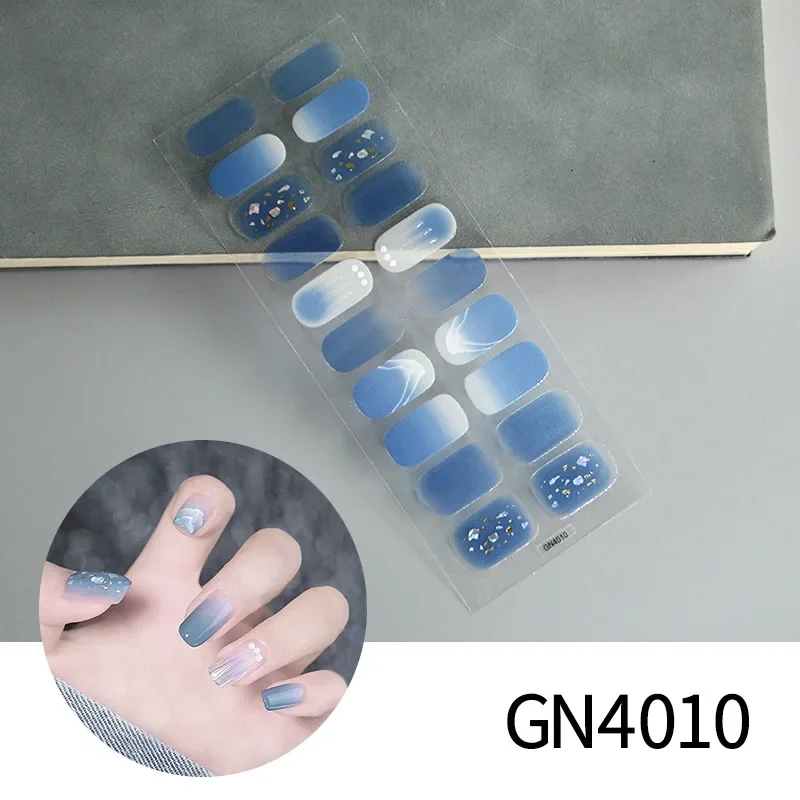 Fashion French Gel Nail Art Slider Manicure Decor Waterproof Long Lasting Full Cover Baking-free Solid Color Nail Art Stickers