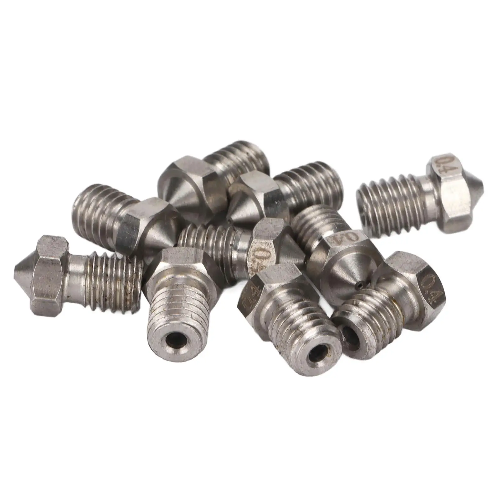 10 PCS Stainless Steel M6 3D Printer Nozzles Set 0.2-1.0mm Extruder Head Accessory