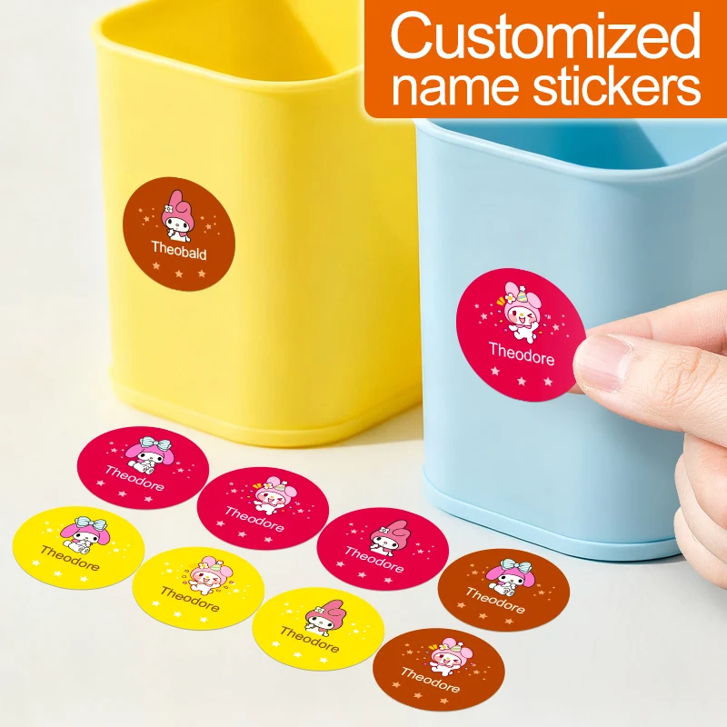 

My Melody Custom Name Stickers - Personalized Water Cup Labels, Book Tags, PVC Material, Ideal for Birthday Back-to-School Gifts