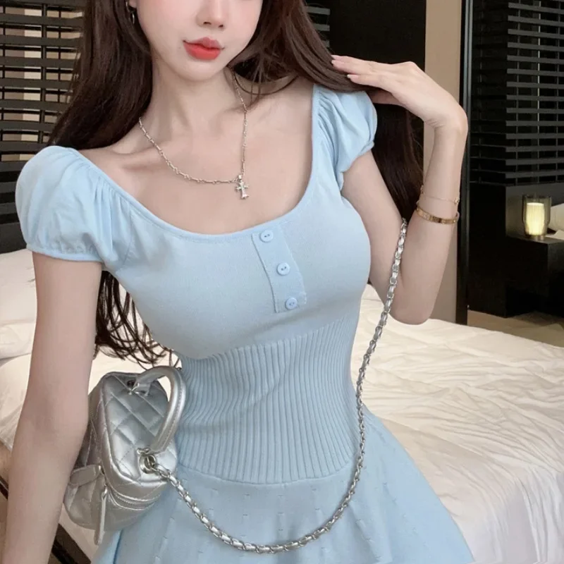 2024 Thousand Gold Sensual Dress Sexy Splicing Vest Women's Summer New Style Fashion Slimming Cropped Princess Dress Trendy