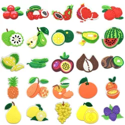 2pcs/lot PVC fruit series apple lemon pear watermelon pinable orange shoe buckle charms accessories decorations for sandals clog