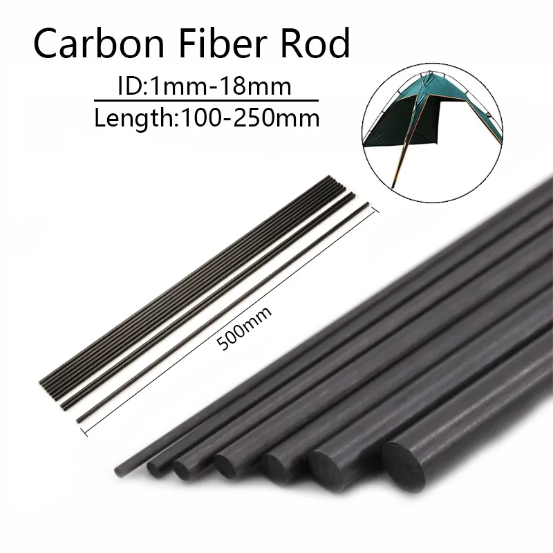 haste de fibra de carbono de peso leve de alta resistencia haste de reforco faca voce mesmo comprimento 100500 mm mm mm mm mm mm 18 mm do 10 pcs 01
