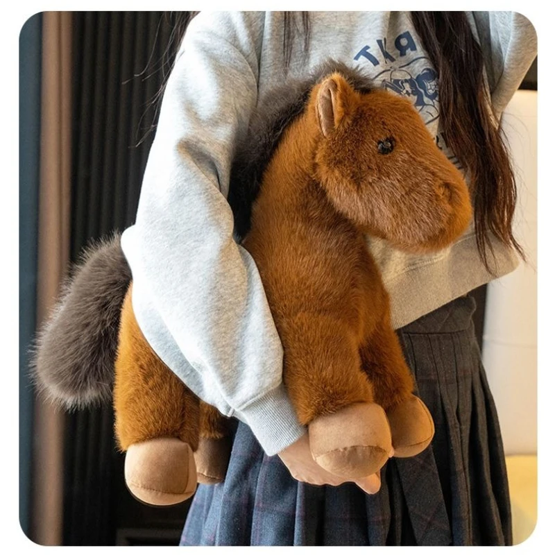 Cute Simulation Wild Horse Plush Ornament Fabric Craft Home Office Decoration Party Favor Gift for Men Women BirthdayParty Decor