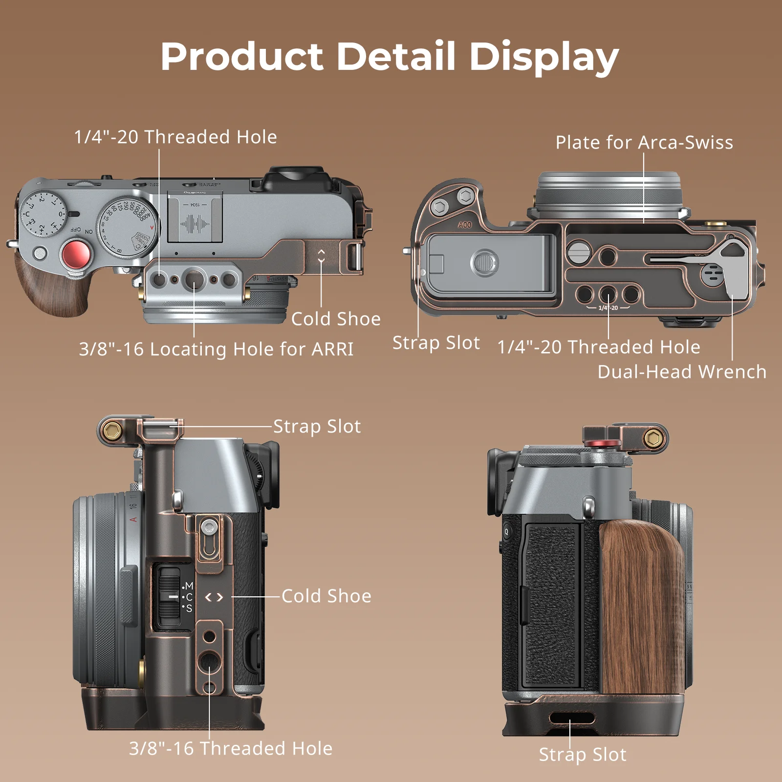 SmallRig Exclusive Camera Cage for FUJIFILM X100VI “Retro” Cage Highly Expandability with FUJIFILM's Unique Imprint - 4557