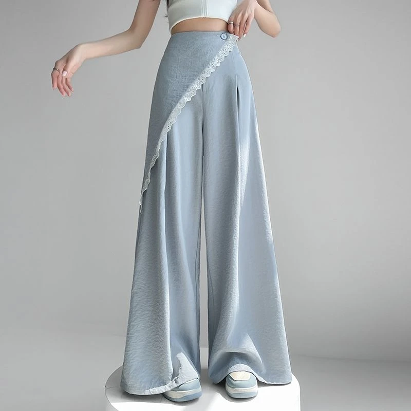 Two-piece Lace Suit Wide-leg Pants 2025 Spring and Summer High Waist Thin Design Temperament Casual Women's Suit Mop Pants