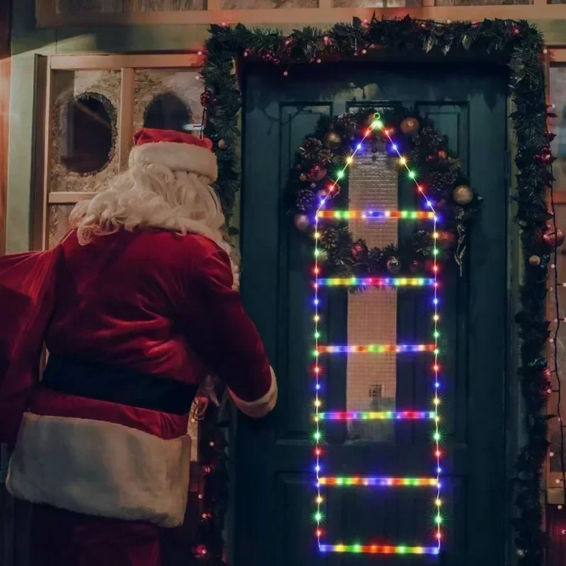 

Рождественские украшения, светодиодные фонари-лестницы с восхождением Санта-Клауса, рождественский декор, свет для дома, праздника, стены, окна, рождественский декор