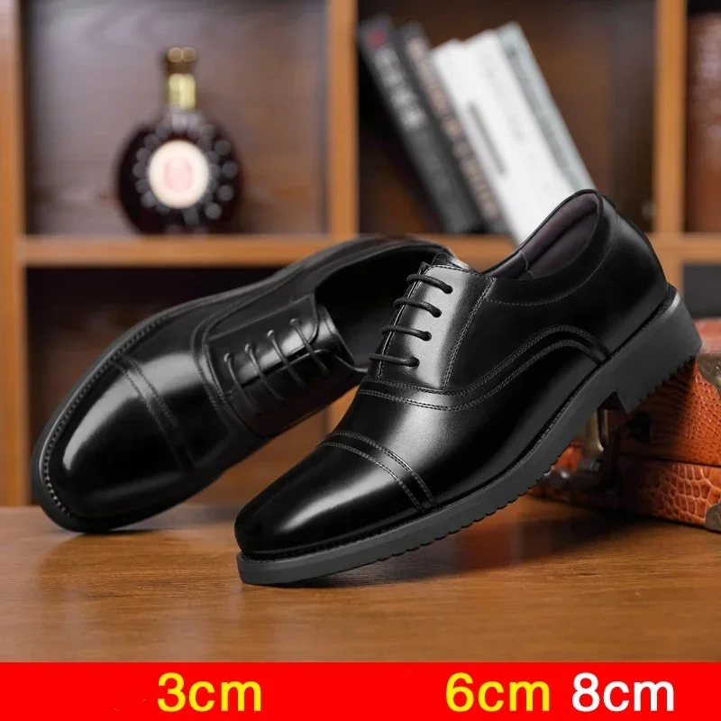 Chaussures formelles à élévateur pour hommes, chaussures provoqué Oxfords, chaussures d'affaires classiques, chaussures de luxe trempées, recommandé pour augmenter, 3 cm, 6/8 cm