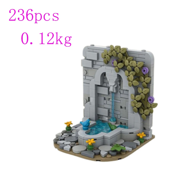 Spot pequenas partículas montagem blocos de construção MOC-186615 132385 bem medieval pequena fonte shi brinquedo educativo montagem modelo g