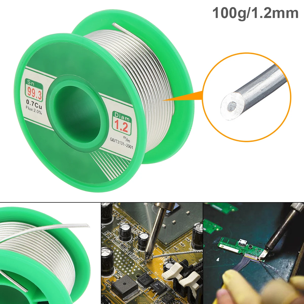 

100g Welding Wires 1.2mm Sn99.3 Cu0.7 Rosin Core Solder Wire with Flux and Low Melting Point Electric Soldering Irons