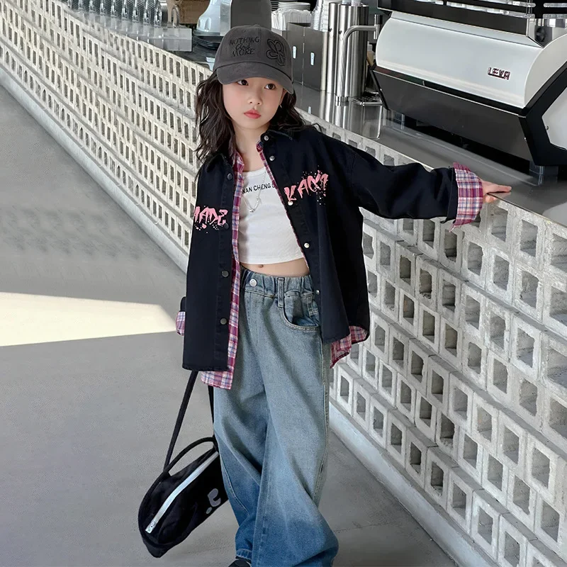 Girls' new 2024 autumn outfit Korean version fashionable top jacket loose and stylish wide leg pants set