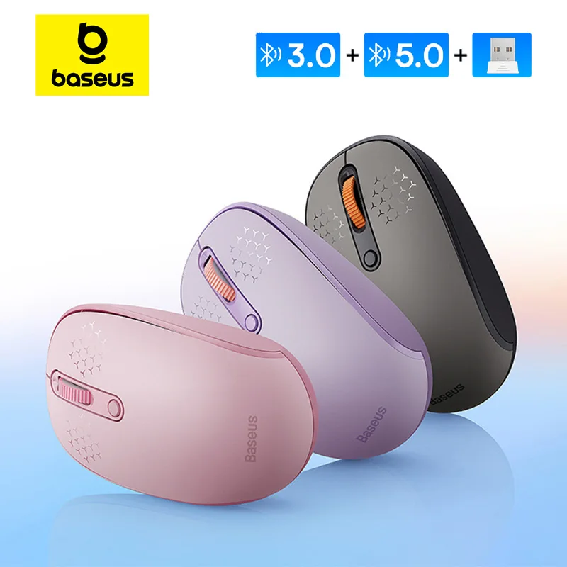 Baseus Wireless Mouse Bluetooth 5.0 3.0 2.4G Mode Silent Click Button 1600 DPI Mice for Computer Laptop Tablet Ergonomic Mouse