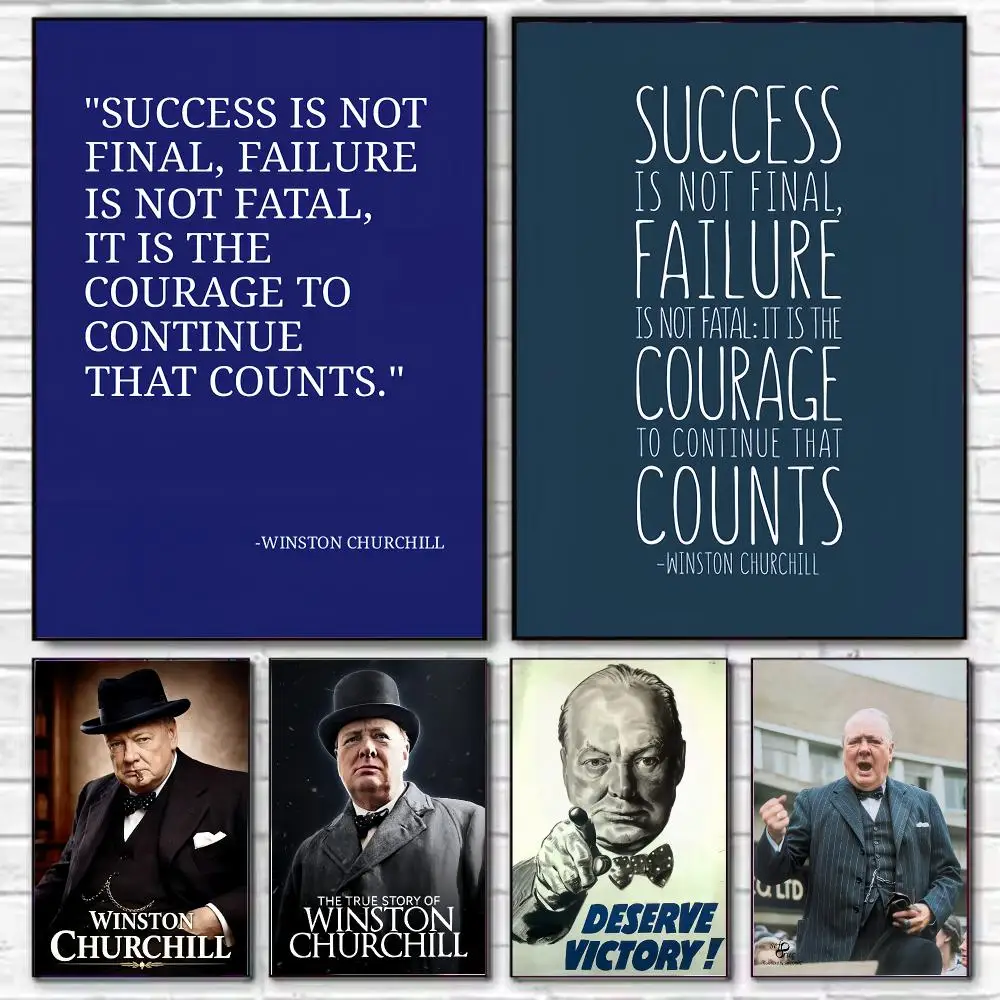politician resilient W-Winston Churchill Poster HD Art Decorative Wall Art Waterproof Home Décor Gift