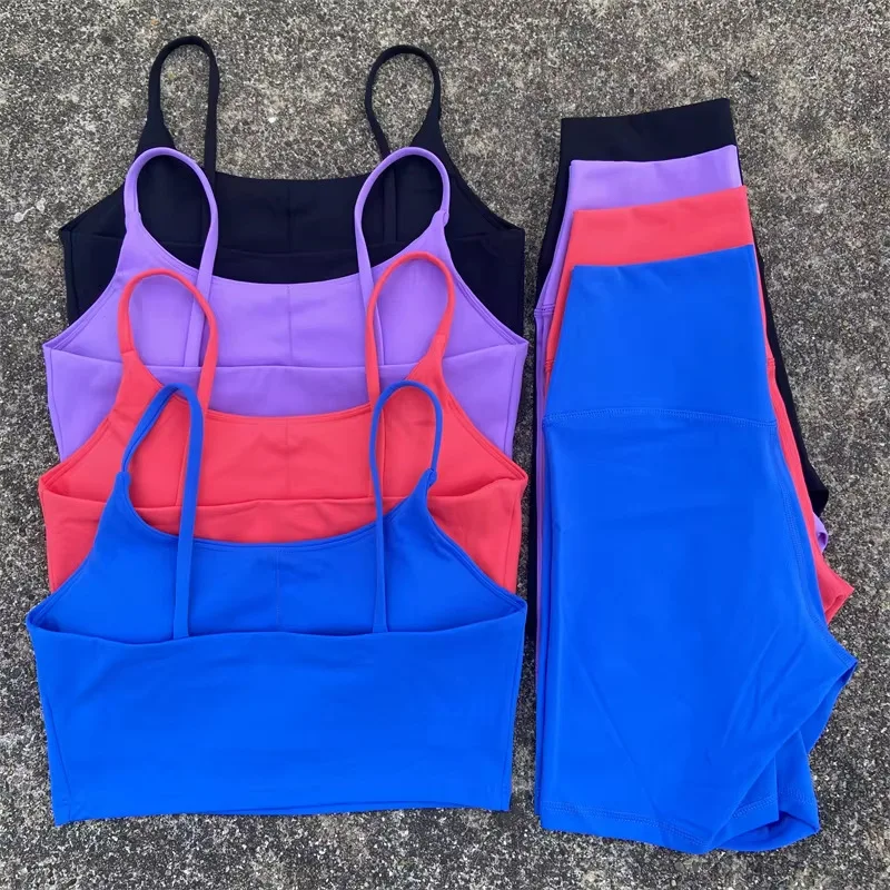 

2-х предметный комплект одежды для йоги, спортивные шорты для спортзала, женский сексуальный бюстгальтер на спине, топ, шорты с высокой талией, спортивный костюм для бега, тренировки, спортивный костюм