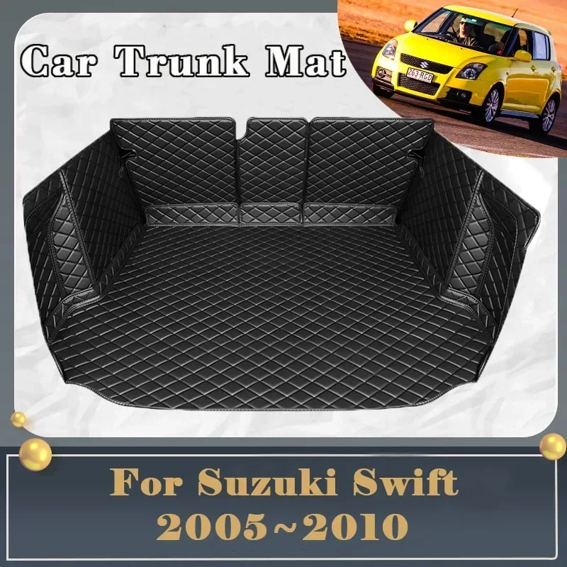 Car Trunk Mat For Suzuki Swift 2005~ 2010 5door Dirt-resistant Fully Trunk Mat Luxury Rear Cargo Tray Car Accessories 2008 2009