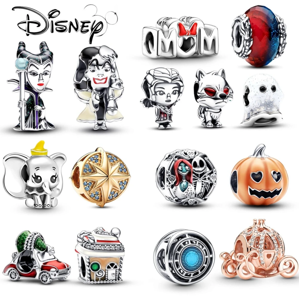 Disney Marvel 925 Silver Beads Villain Cruella de Vil Charm Fit Original Pandora Bracelet Halloween Pumpkin Women Jewelry Gift