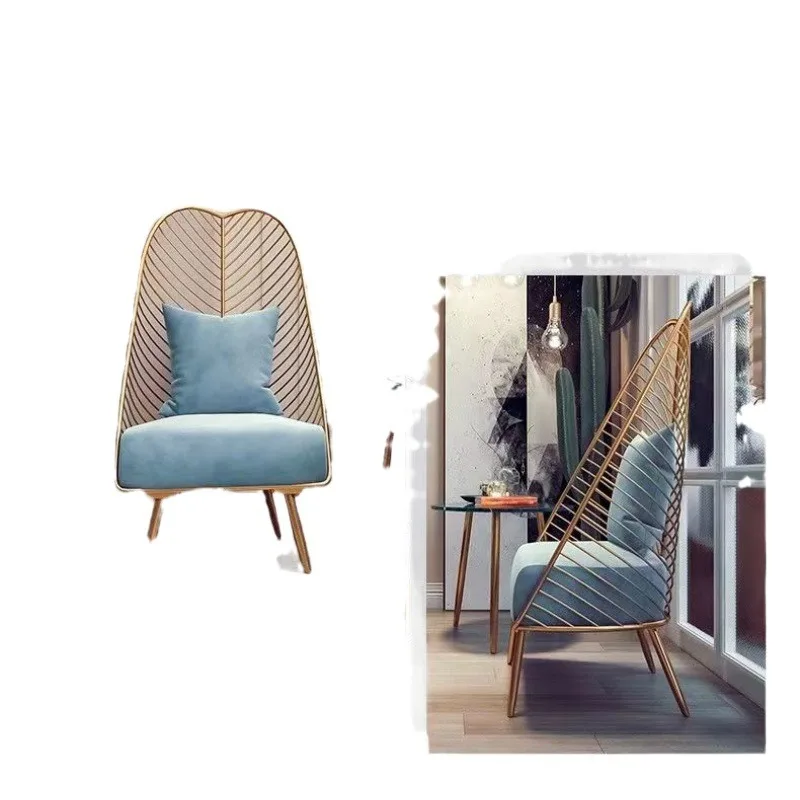 

Nordic wrought iron chair lazy small sofa bedroom balcony leisure table and chairs premium plantain Internet celebrity light lux