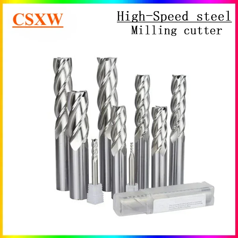 

NEW 4 slot white steel end milling cutter 1mm~20mm 4mm 6mm 8mm 12mm CNC lathe metal 4 flute milling cutter 1.5mm tool holder