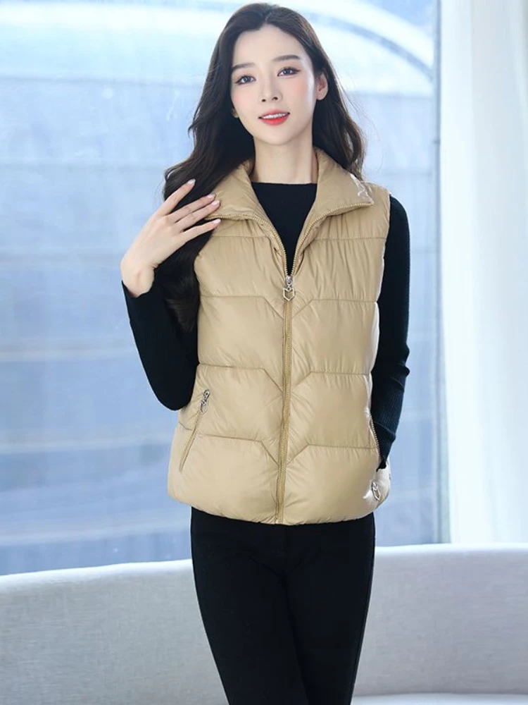 

High Quality Women's Down Cotton Vest Coat Ultralight Sleeveless Windproof Waistcoat Portable Puffy Jackets For Female