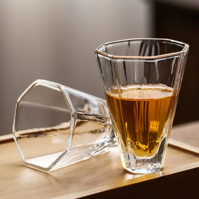 1 Piece 60ml 80ml Heat Resistant Kong Fu Master Tea Cup Small Capacity Vertical Texture Thick Sake Soju Tasting Glass Drinkware 4