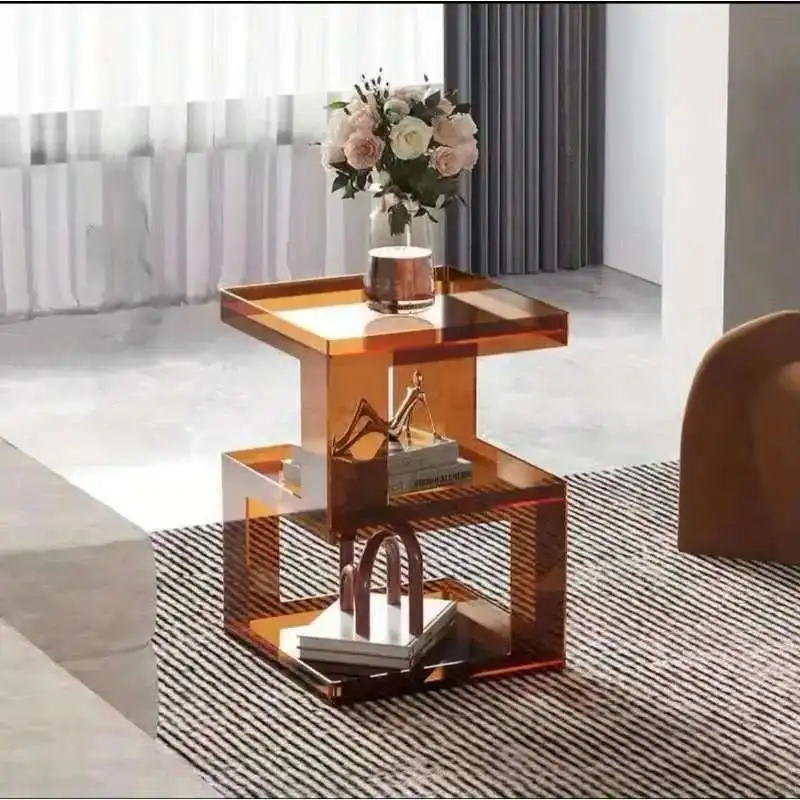 

Акриловый современный приставной столик Cubby с роскошным дизайном края, небольшой мобильный журнальный столик для гостиной и балкона, боковой диван