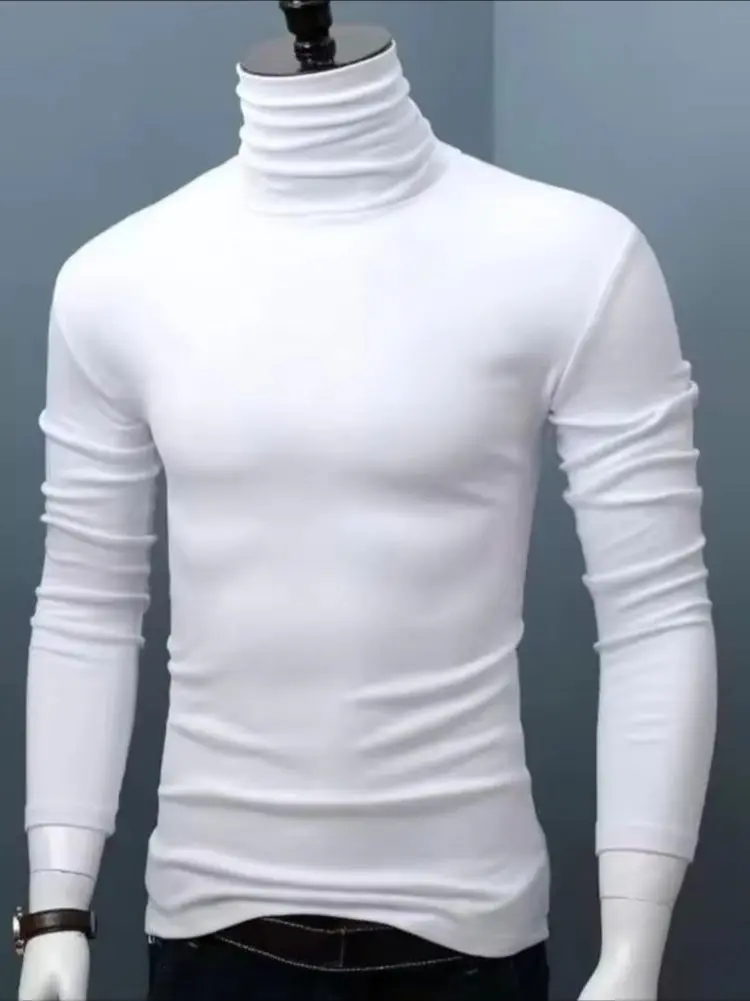 

Fall Winter Men Turtleneck Top Long Sleeve Base Shirt Slim Fit Pullover Casual Warm Tee for Cold Weather Slim Fit Men Top