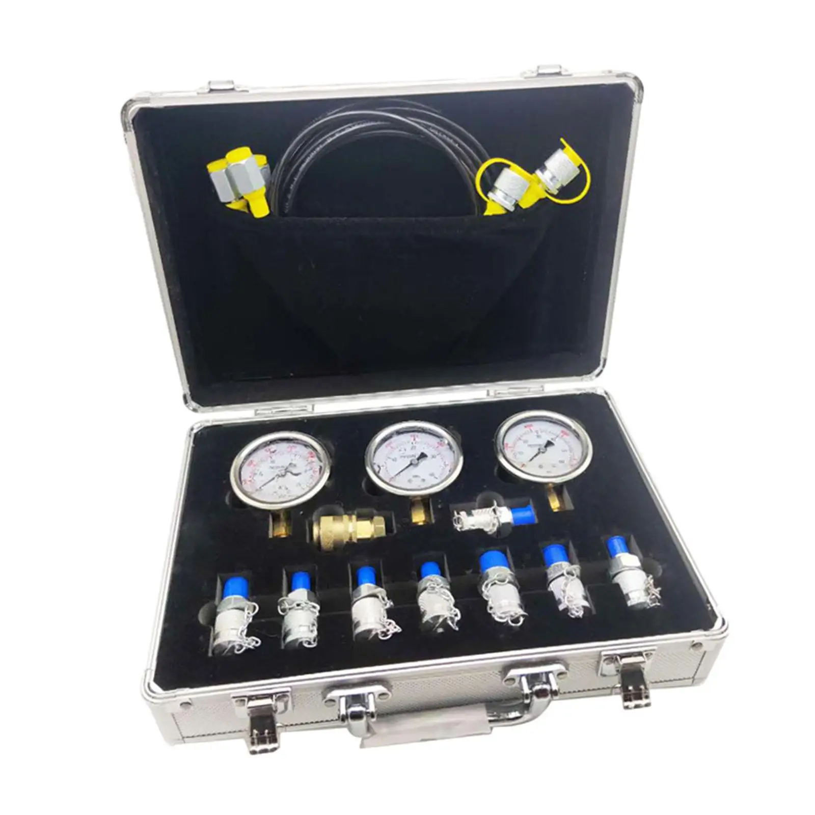 

Hydraulic Pressure Test Kit Professional 3 Pressure Gauges Aluminum Carrying Case Accessory Excavator Hydraulic Test Gauge Set