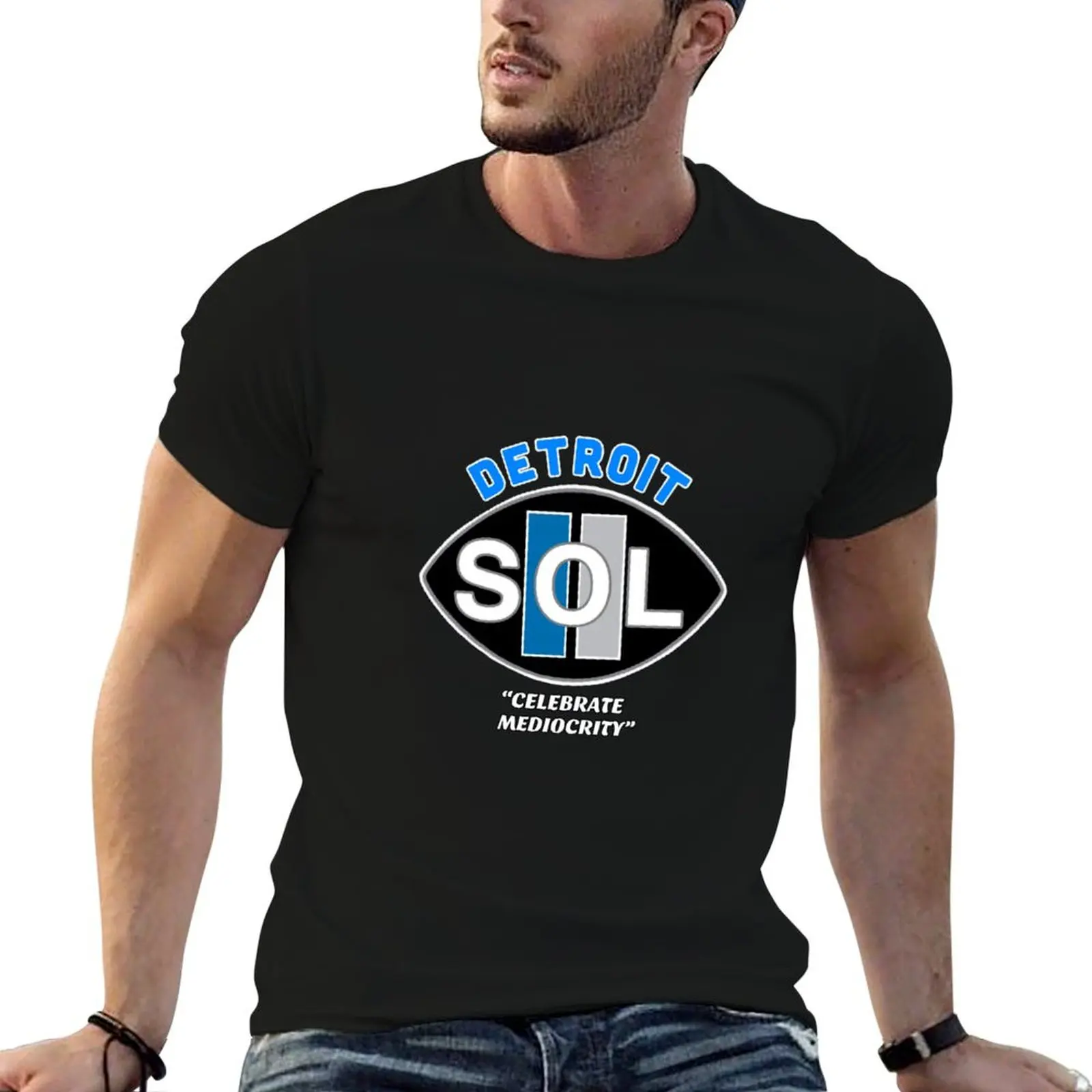 DETROIT-S.O.L. (SAME OLD LIONS) Camiseta engraçada, camiseta de algodão com humor negro, camiseta masculina