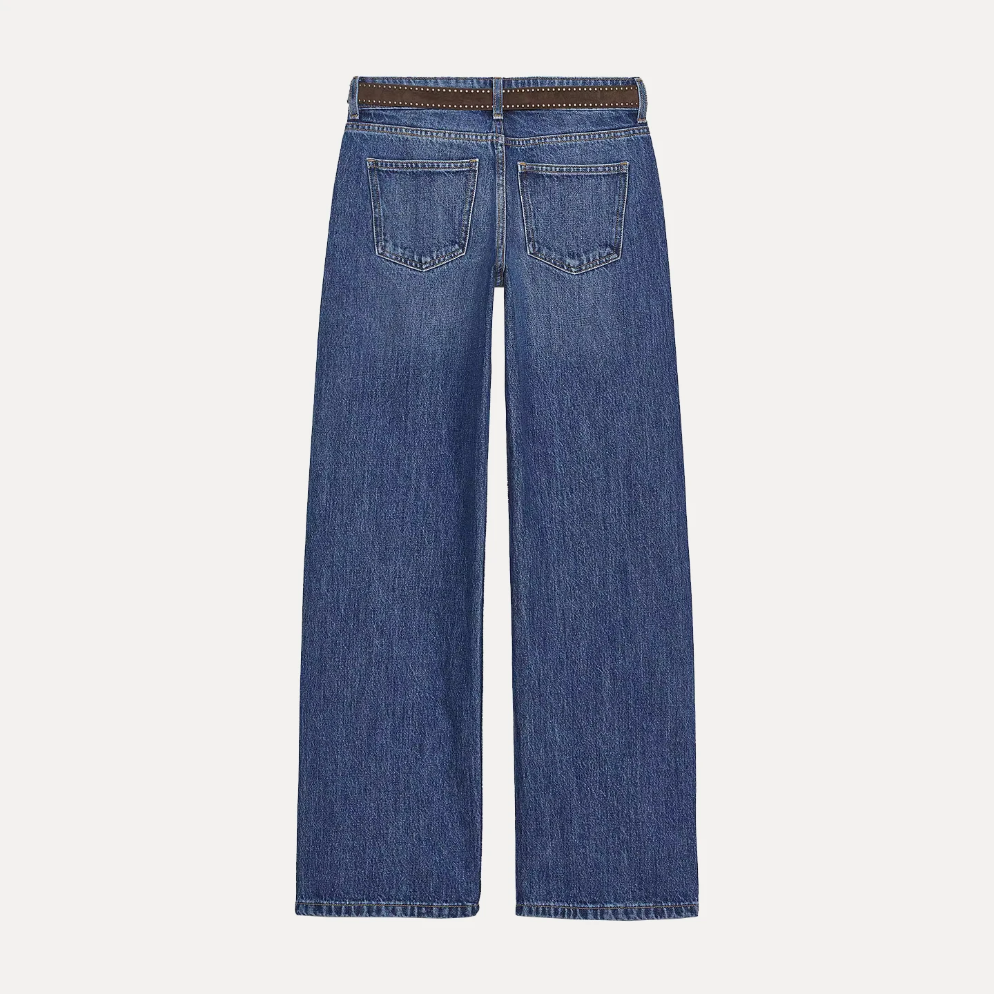 Modne jeansy damskie z szerokimi nogawkami i niskim stanem, z paskiem, do noszenia na co dzień, nowość 2025, damskie spodnie dżinsowe.