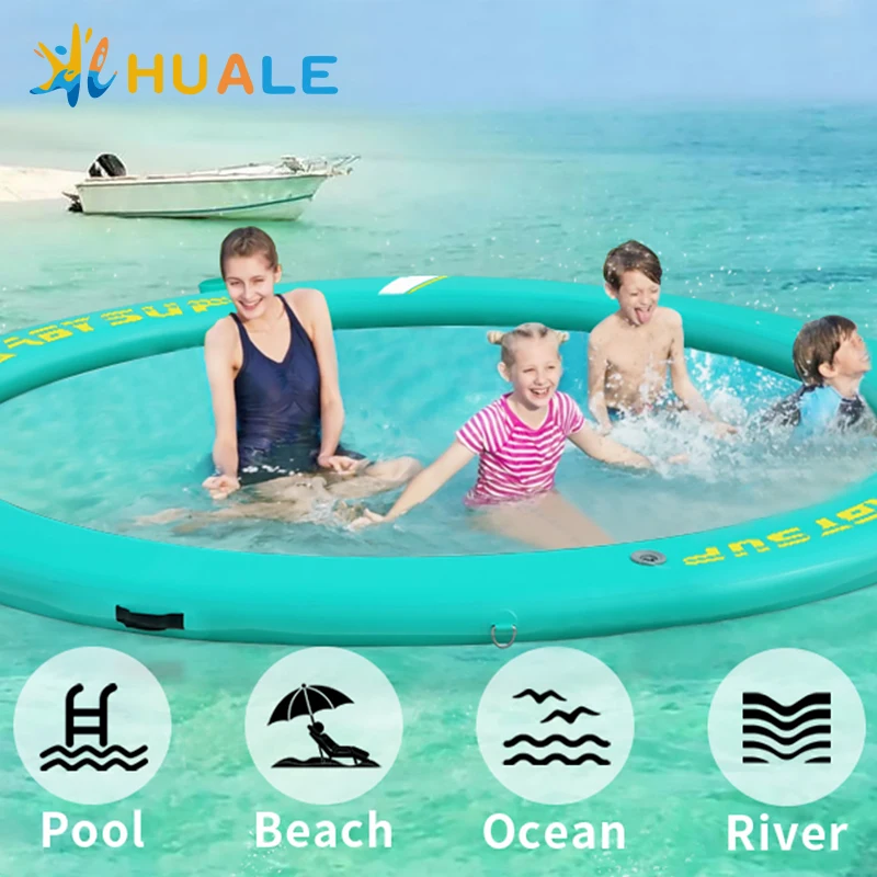 OEM 9FT Durable Circular Inflatable Water Hammock Floating Mat for Lake River Pool Party Water Leisure Activities