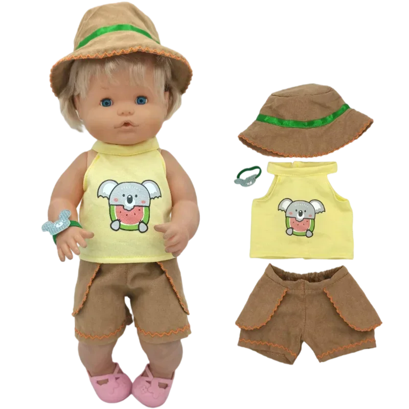 Reborn Baby Dolls Clothes Pink Rompers Hat for 38 Cm Nenuco Doll Ropa Y Su Hermanita Toys Oufits