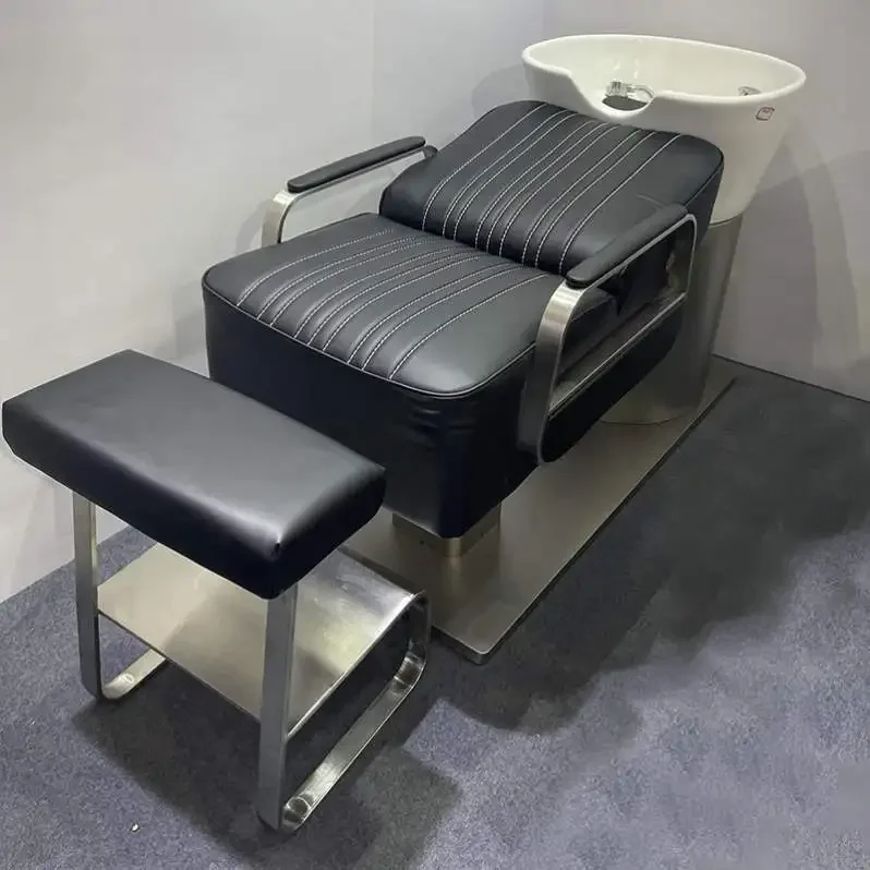 

Shampoo Chair Barber Shop Electric Semi-reclining Flush Bed Ceramic Basin Shampoo Recliner