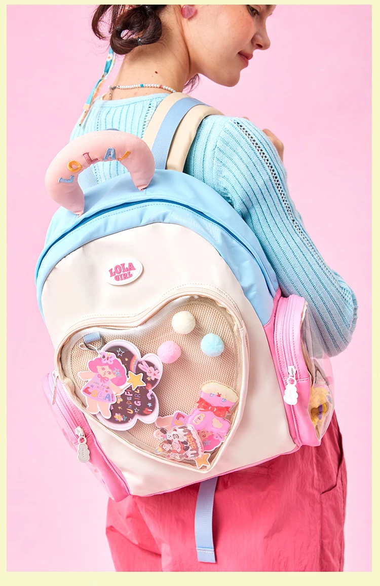 Taoxin schoolbag junior high school girls, original cute pain bag high school, large-capacity storage backpack