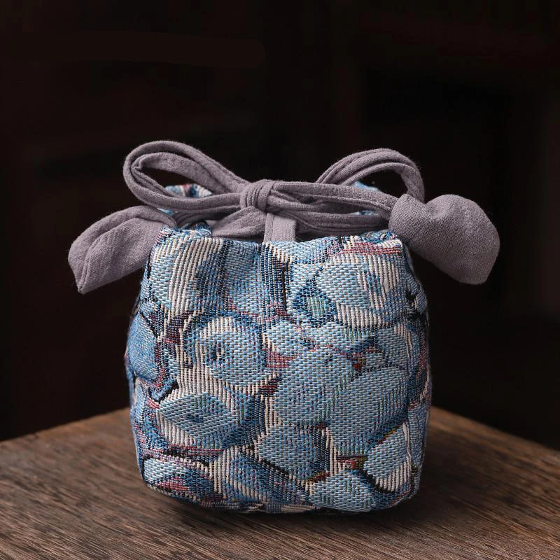 Cotton and LinenTea Cup Bag Cloth Bag Storage Bag Japanese Thickened Drawstring Tea Cup Tea Pot Bag Tea Set Accessories LF524