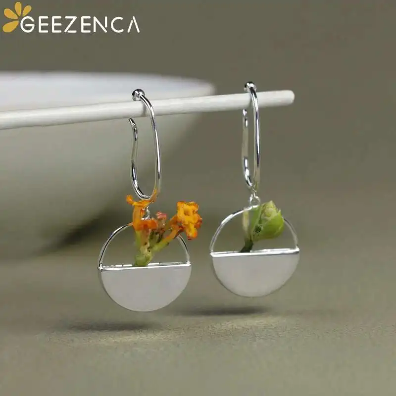 GEEZENCA 925 فضة زهرة المنتقى لتقوم بها بنفسك أقراط للنساء التصميم الأصلي لا ثقب كليب القرط دون النباتات #2