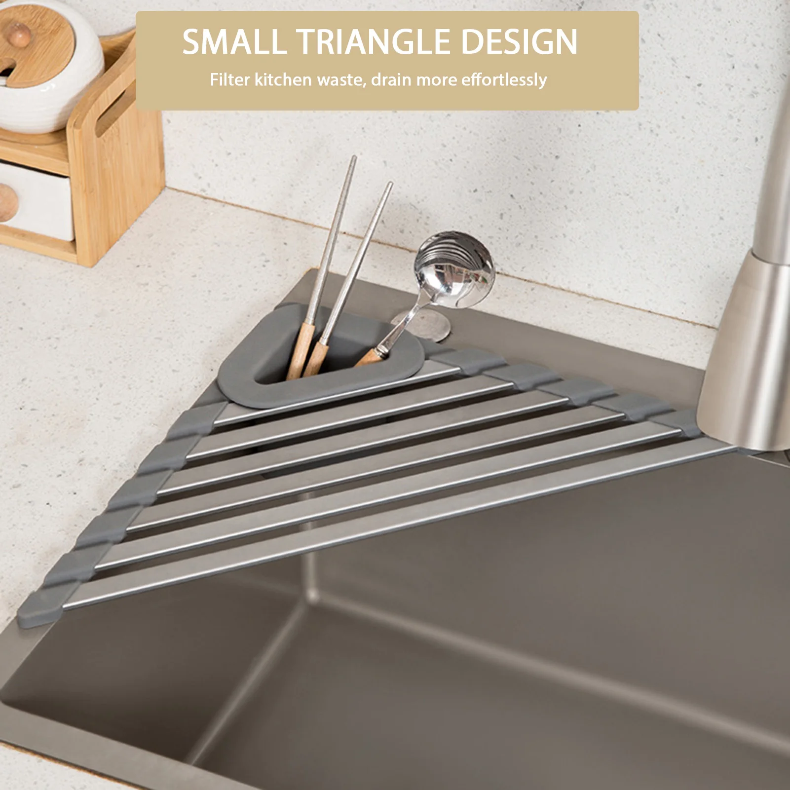 Non-Slip Triangular Drainage Rack For Sink Fruit Vegetable Drain Basket Kitchens Supplies