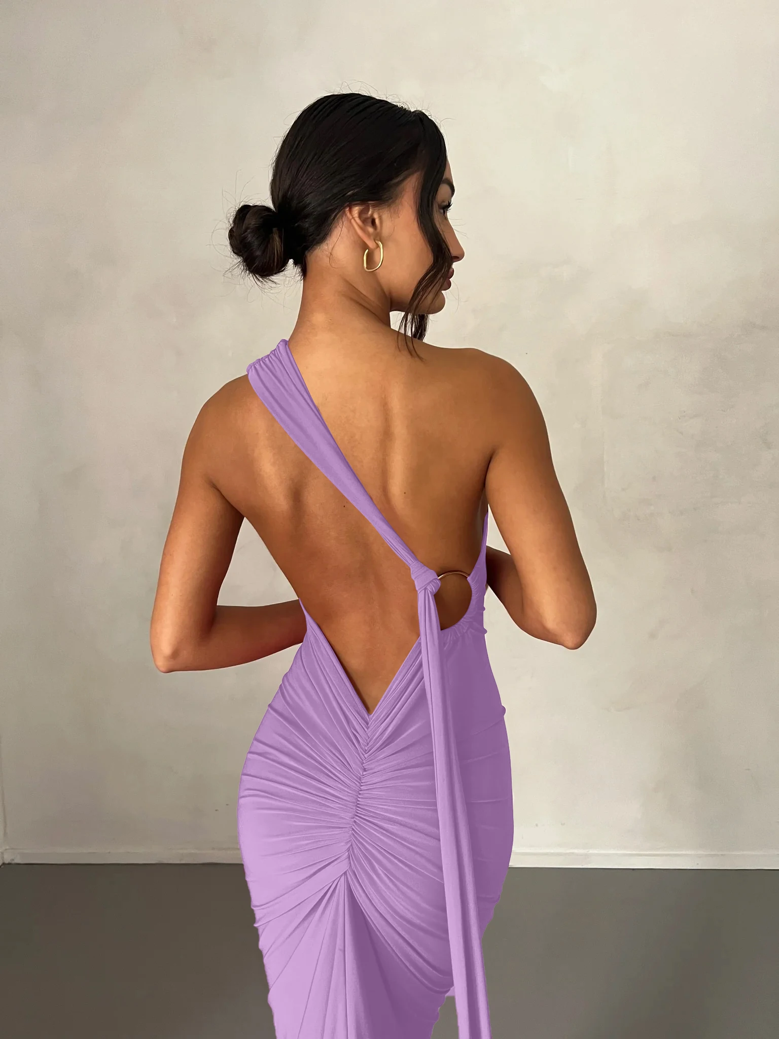 Hugcitar One Shoulder Backless Adjustable Scarf Loop Ruched Sexy Maxi Dress Women Elegant Y2K Streetwear Festival Outfit 301 S0863b4bcfd424e9699e371d44494bb9bZ