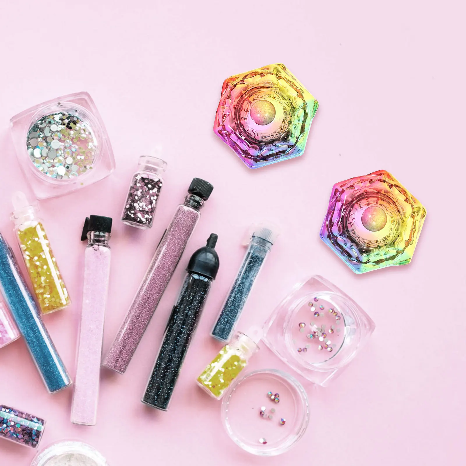 2 قطعة كوب مانيكير زجاجي طبق أظافر كريستالي مع غطاء لخلط مسحوق سائل مونومر أدوات تزيين الأظافر الأكريليك وعاء دابن