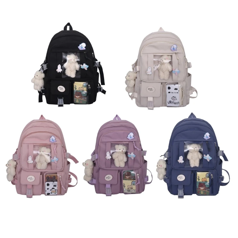 Mochila escolar capacidade para faculdade Nylon Daypack Casual Travel Book Bag